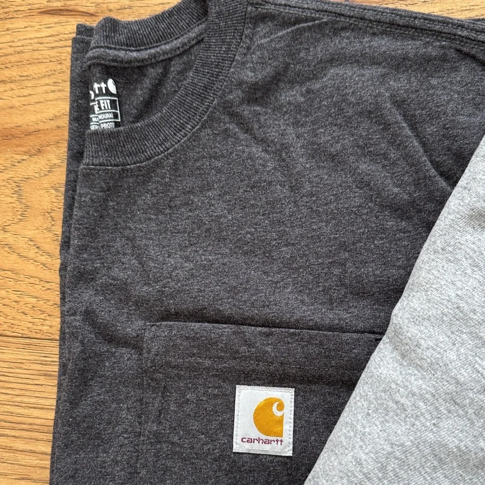 2 Carhartt T-Shirts - Light speckled blue and charcoal gray.  Selling 2/$10 - Picture 3 of 5